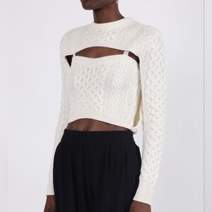 Rosie Assoulin Thousand-In-One-Ways wool-cotton sweater in ivory Quiet Lux S